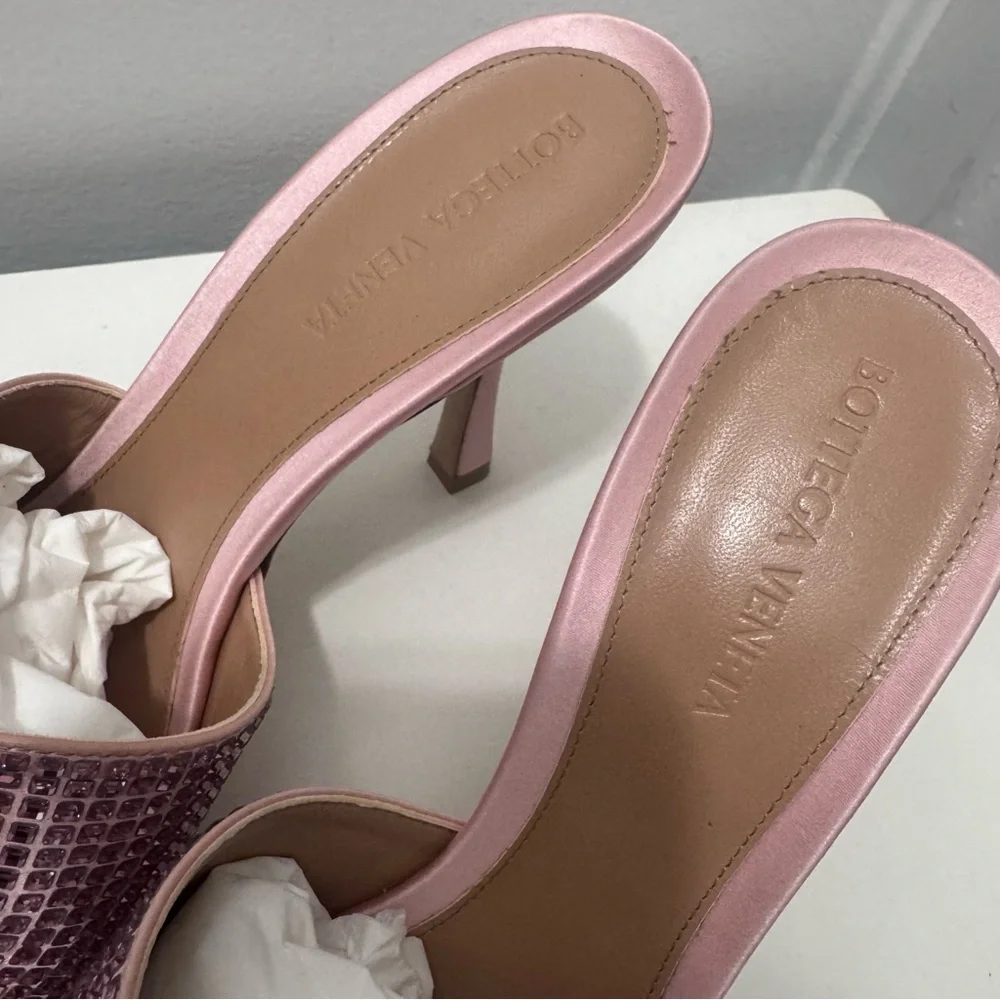 Bottega Veneta Camellia Stretch Sandal In Pink Satin Sparkle
